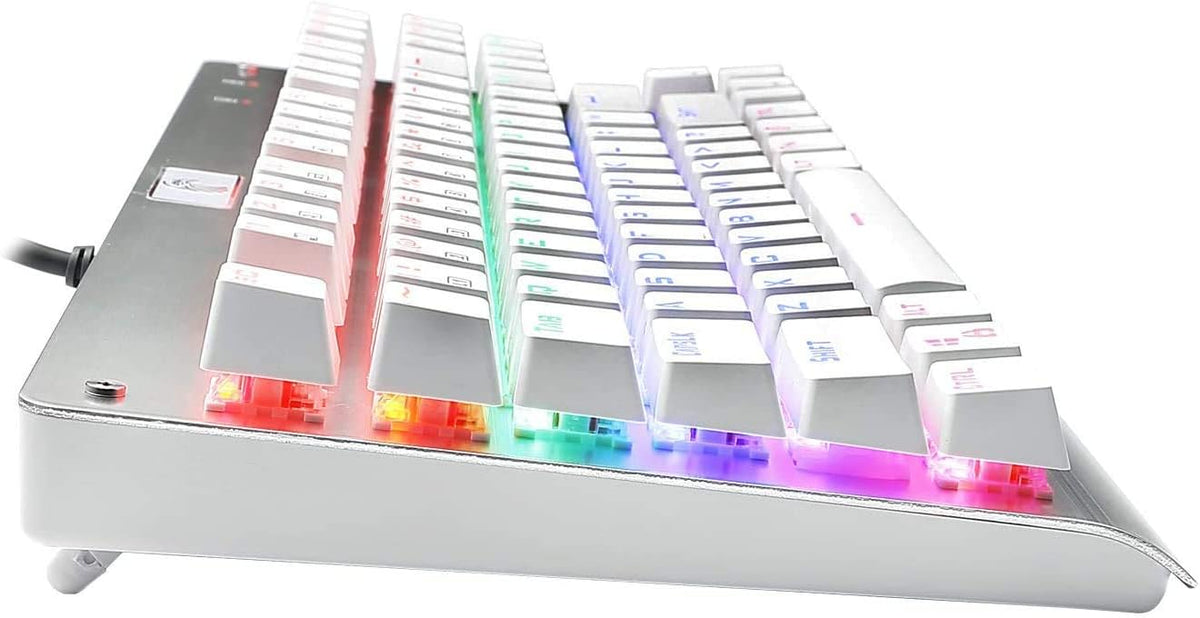 87-Key White Mechanical Keyboard with Red Switches V8179