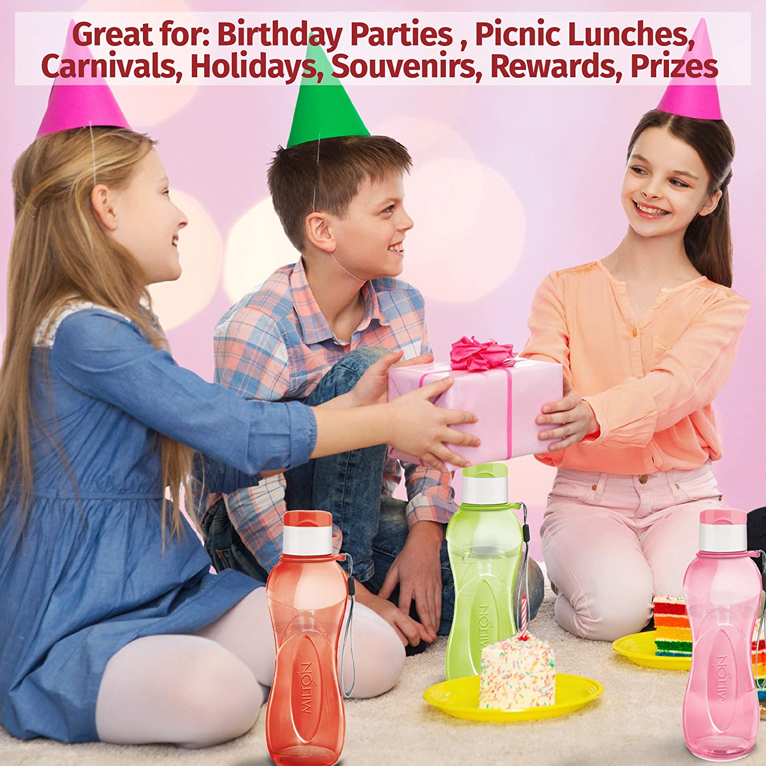 25 Oz 4-pack Plastic Wide Mouth Sports Water Bottle U45747