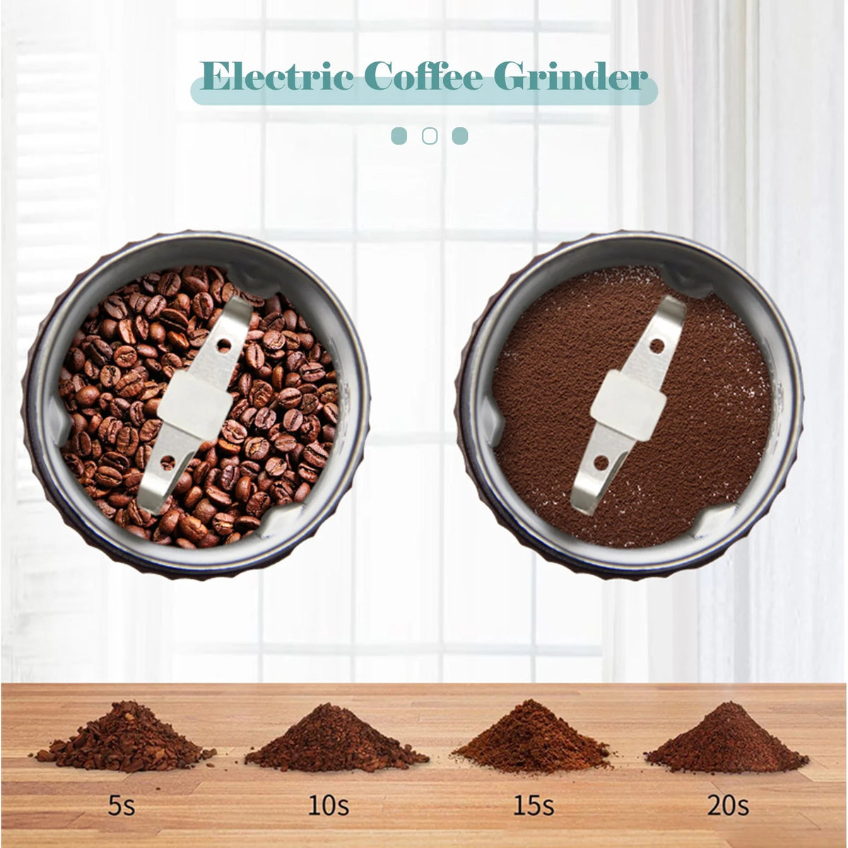 Stainless Steel Electric Coffee Bean Grinder 200W Q5734