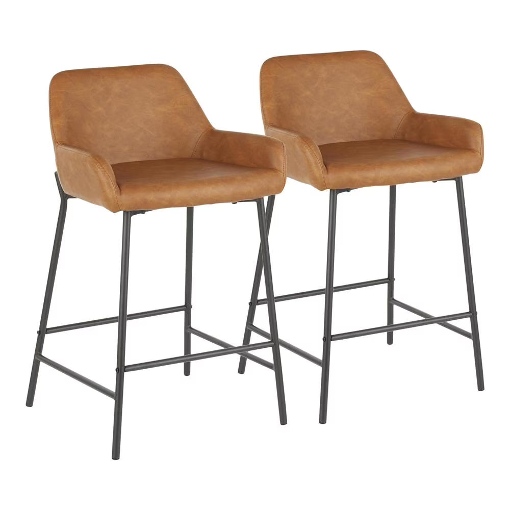Camel/Black Counter Stools, Set Of 2 E385228