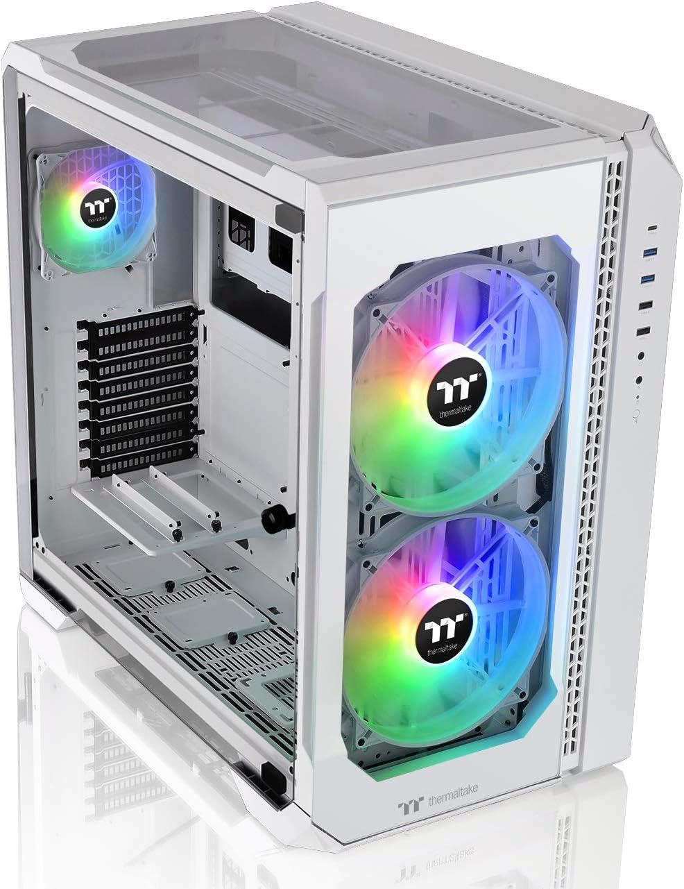 E-ATX Full Tower Computer Case with 2 200mm ARGB Fans and 140mm Black Rear Fan C285