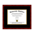Single Diploma Frame with Double Matting for 10x22 x 8x22 Tall Diploma with Black Frame Z6485
