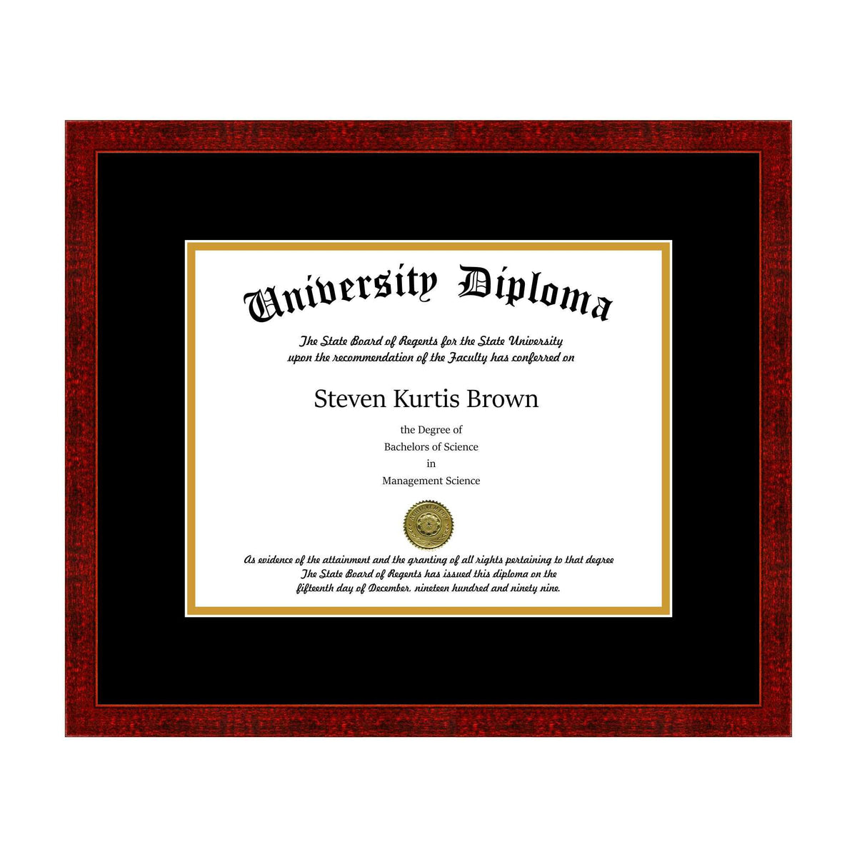 Single Diploma Frame with Double Matting for 10x22 x 8x22 Tall Diploma with Black Frame Z6485