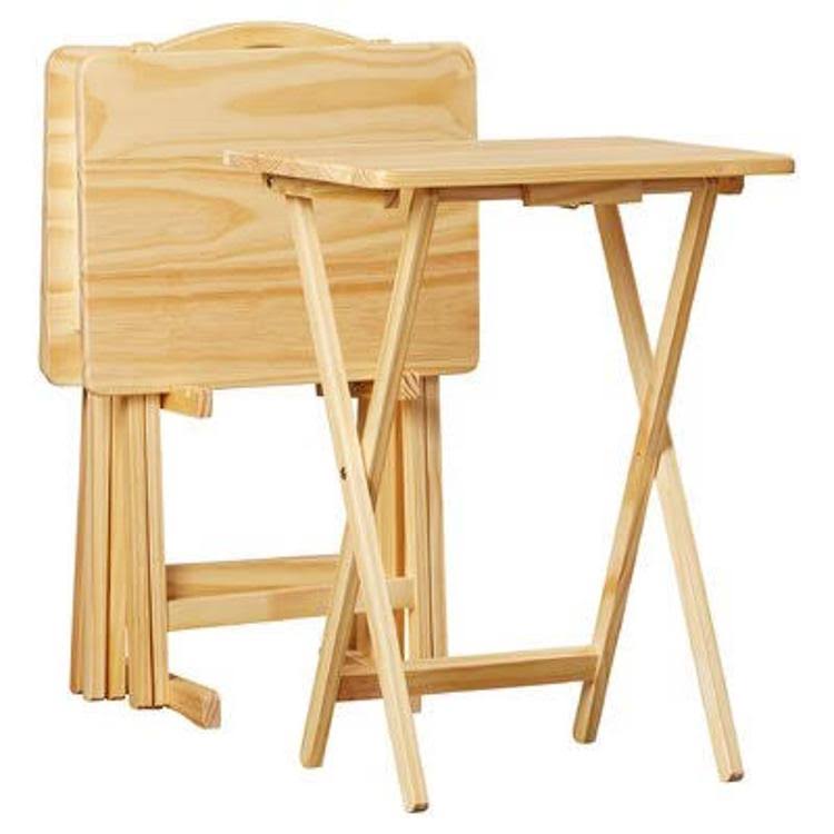 Natural TV Tray Table with Stand Y868
