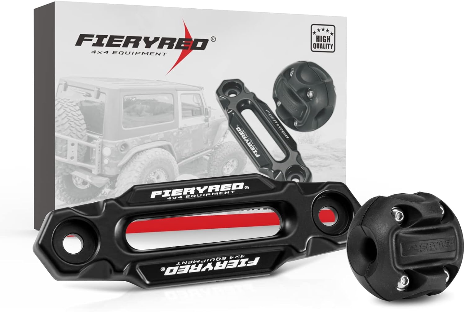 Black Aluminum Winch Hawse Fairlead with UV-Resistant Coating, Pack of 2 I864