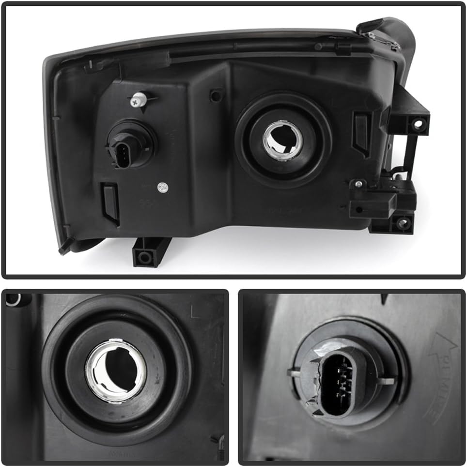 Black 2005-2007 Dodge Dakota Headlights Headlamps Pair W3427