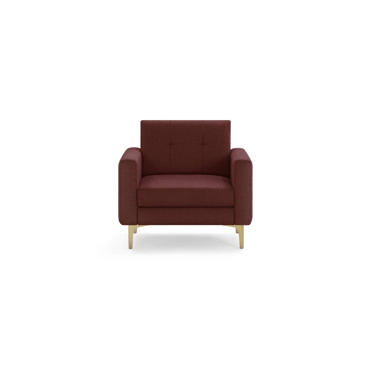 Brick Red Modular Armchair, 1 Seater, Brass Metal Legs T9208