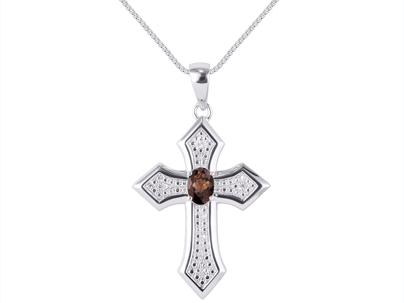 White Gold 14K Cross Necklace with 18" Chain R376