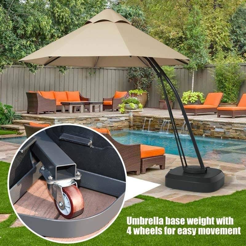 Blue 11 Feet Outdoor Cantilever Hanging Umbrella with Base and Wheels P331033