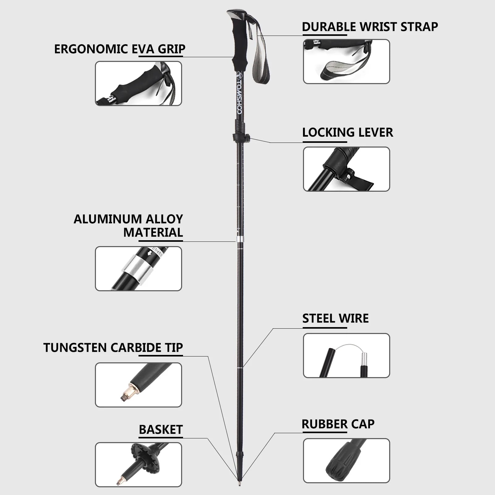 Trekking Pole Set Lightweight Five fold Walking Stick E362145