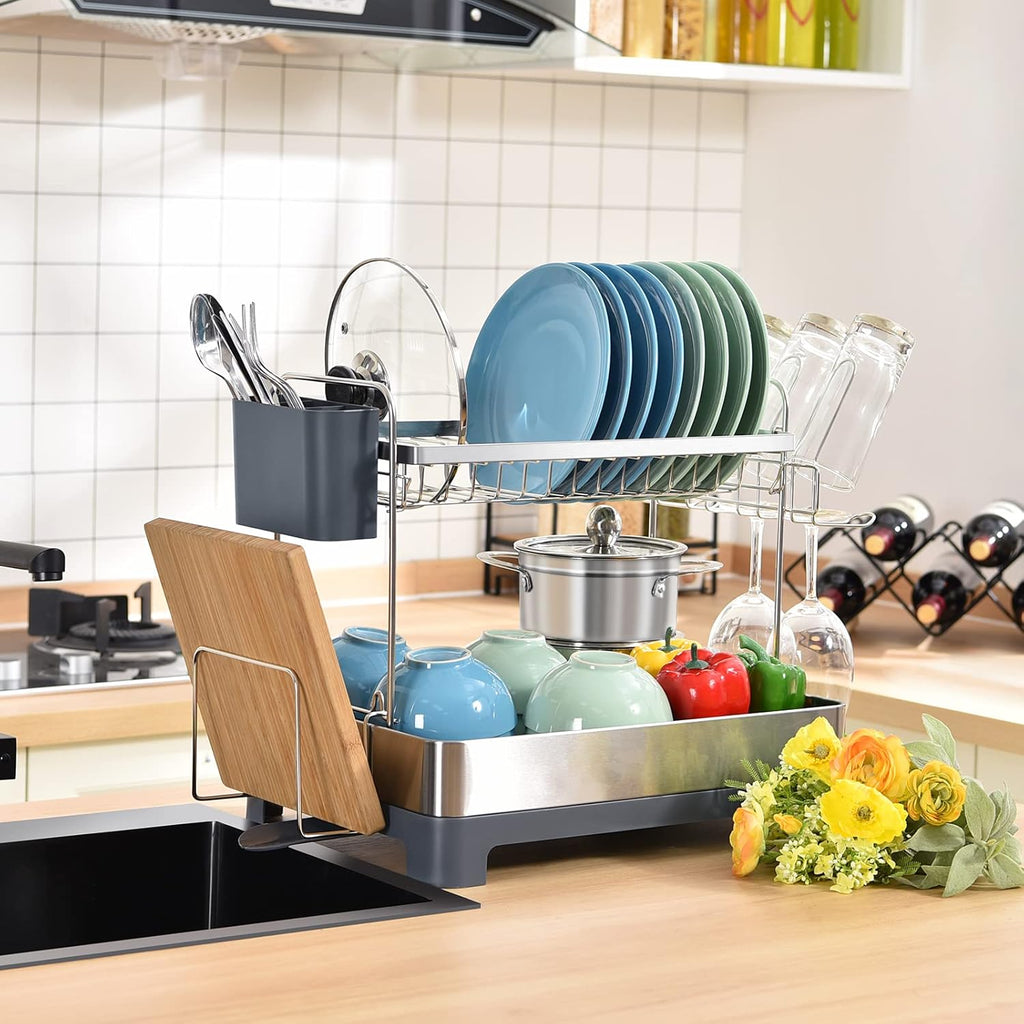2-Tier Dish Drying Rack with Drainboard K61375