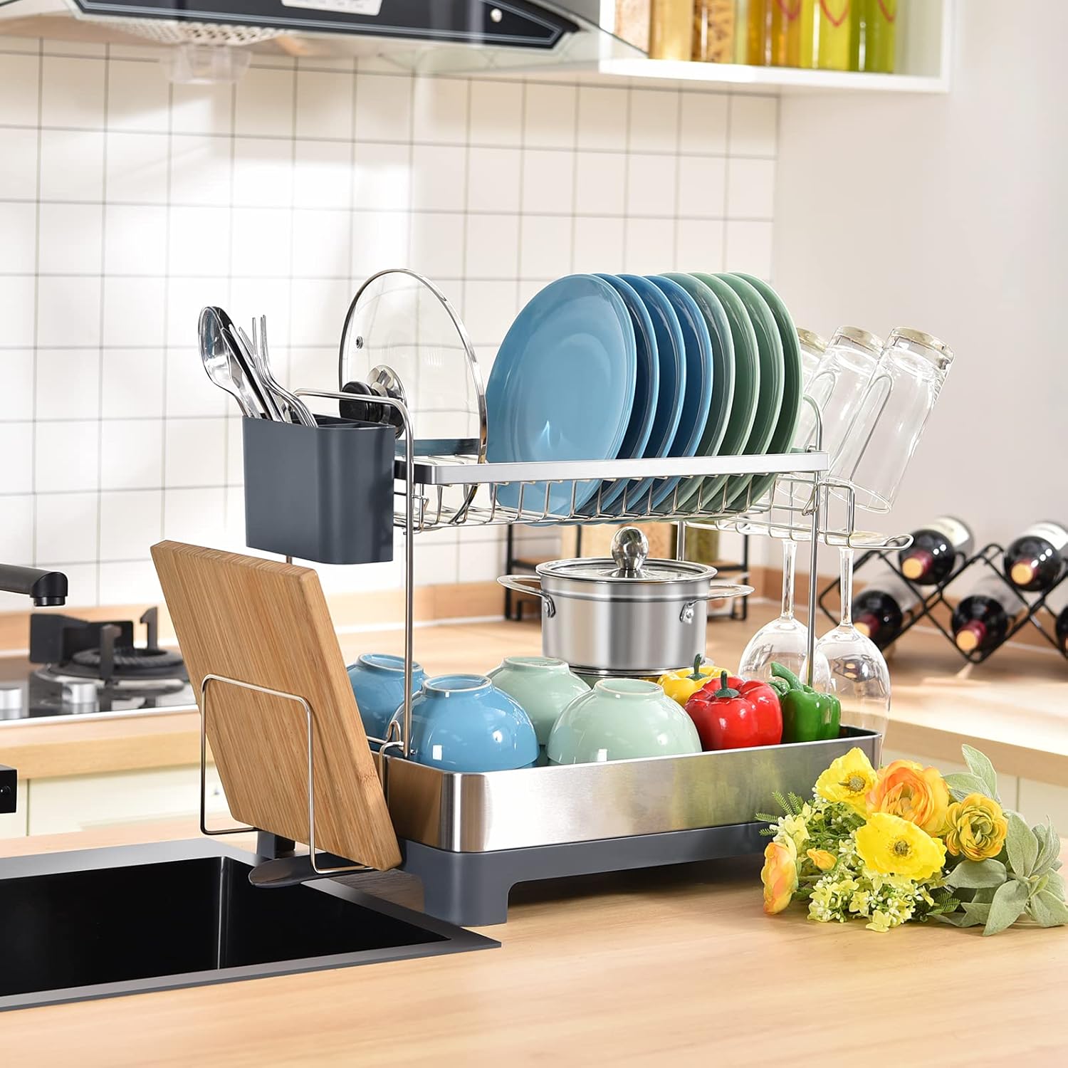 2-Tier Dish Drying Rack with Drainboard K61375