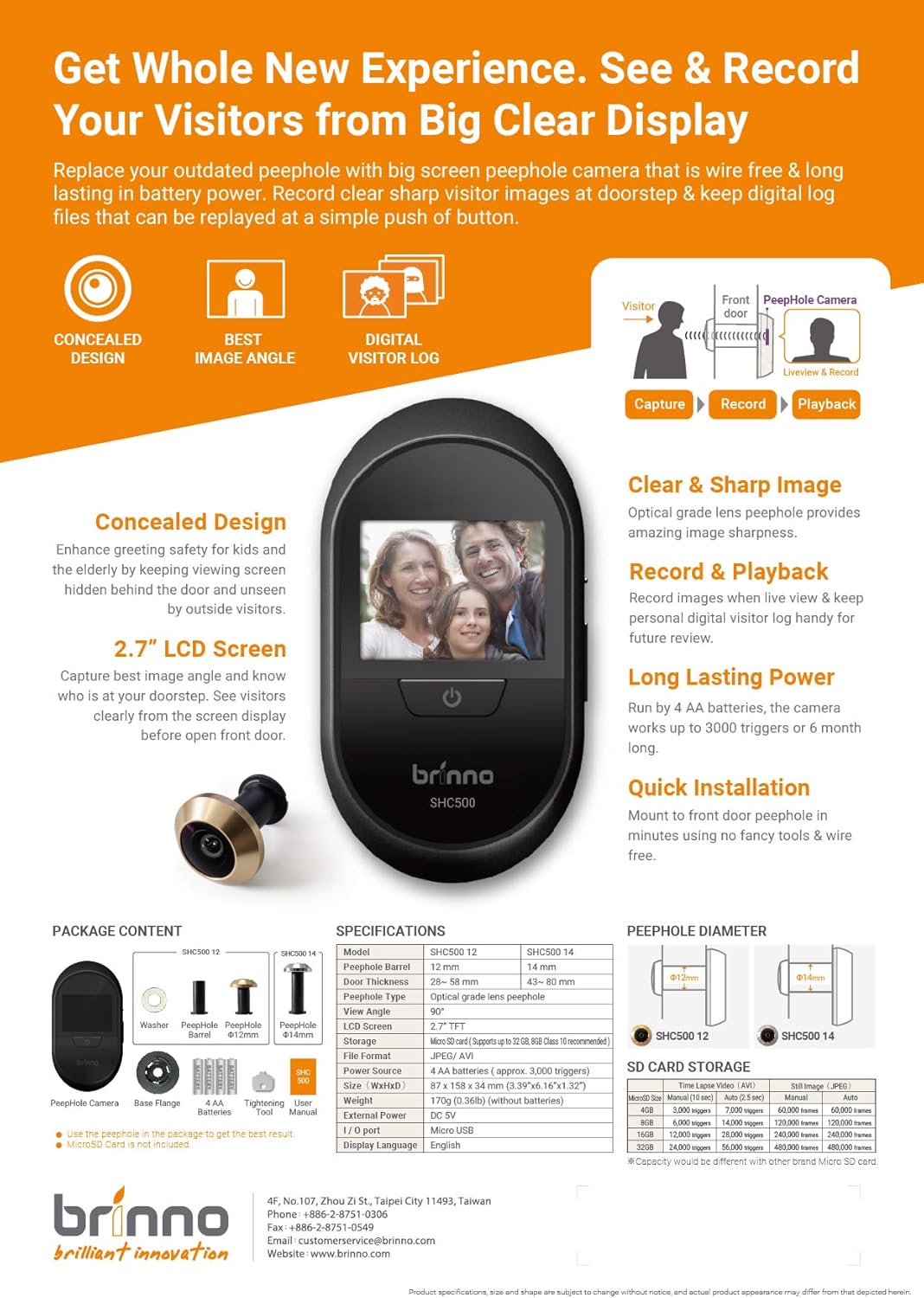 Front Door Peephole Security Camera P5667