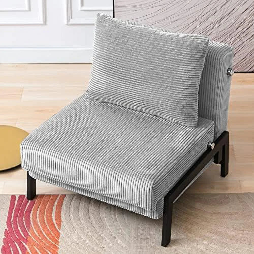 Light Grey Velvet Convertible Futon Sofa Bed P30931
