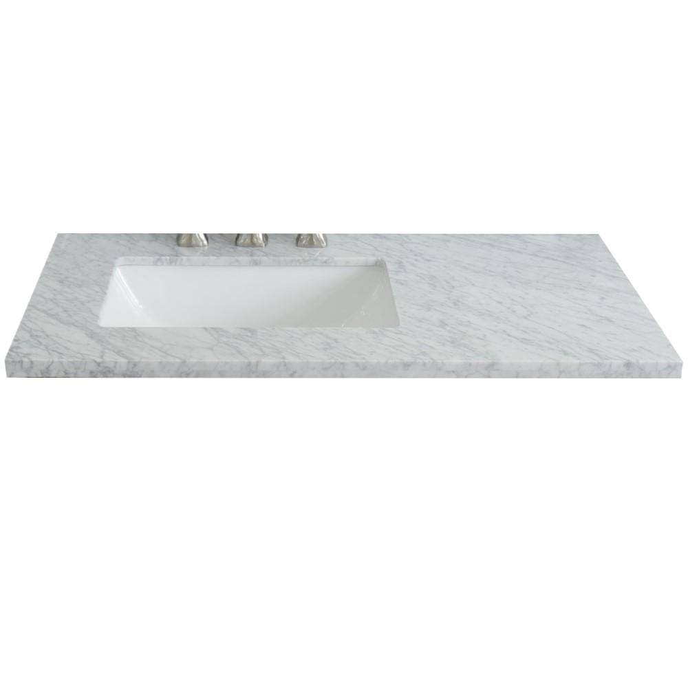 White Carrara Top Rectangle Left Sink I86662