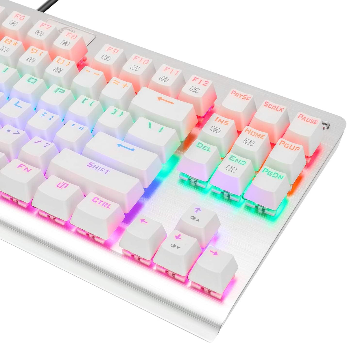 87-Key White Mechanical Keyboard with Red Switches V8179