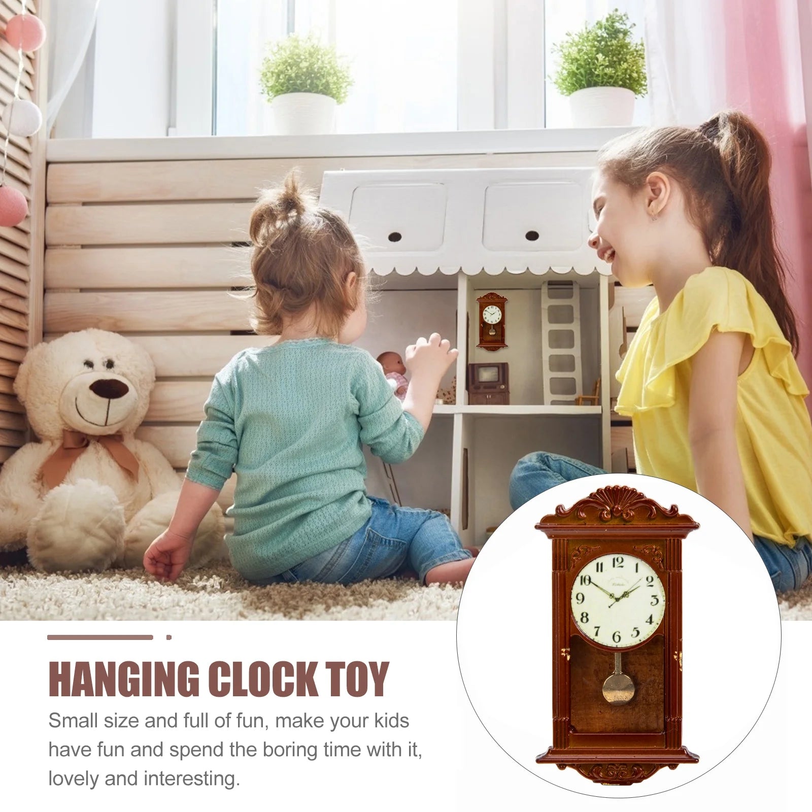 Metal Dollhouse Hanging Clock Toy Doll Furniture Z1367