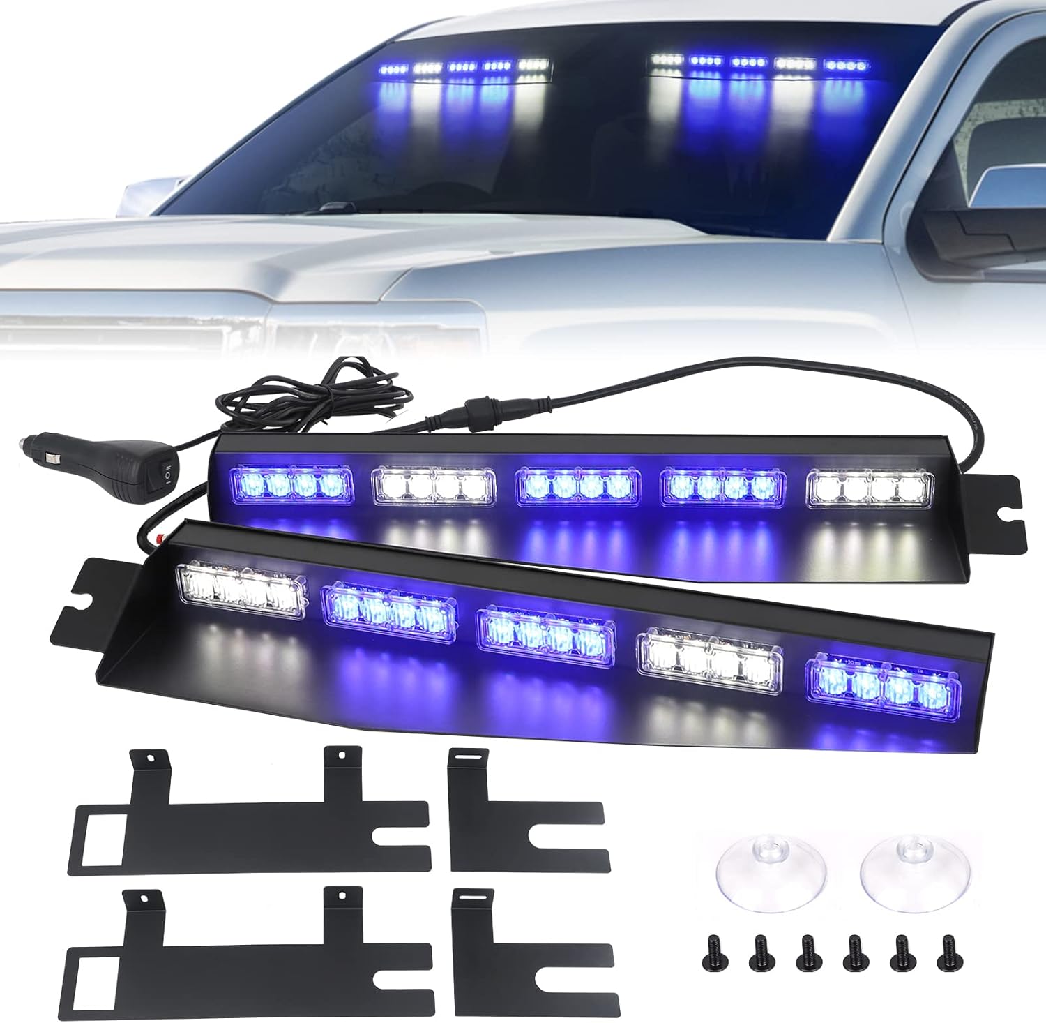 34 inches 40 LED Green White Strobe Light Bar for Trucks W2593