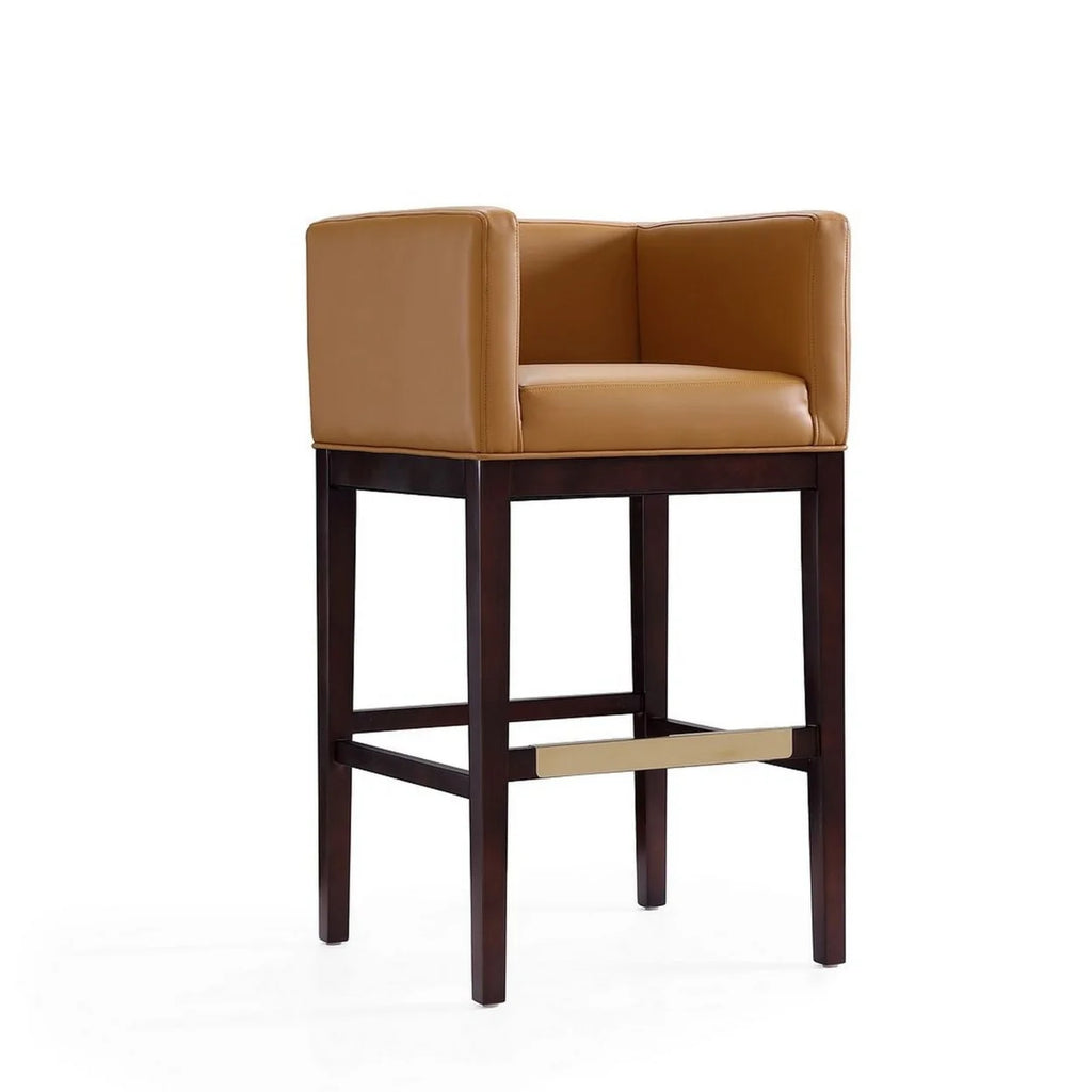Camel and Dark Walnut Beech Wood Barstool (Set of 2) Z1926