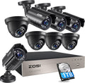 5MP Home Security Camera System with 1TB Hard Drive, 8CH CCTV DVR, 8pcs 1080P Weatherproof Cameras, 80ft Night Vision K628