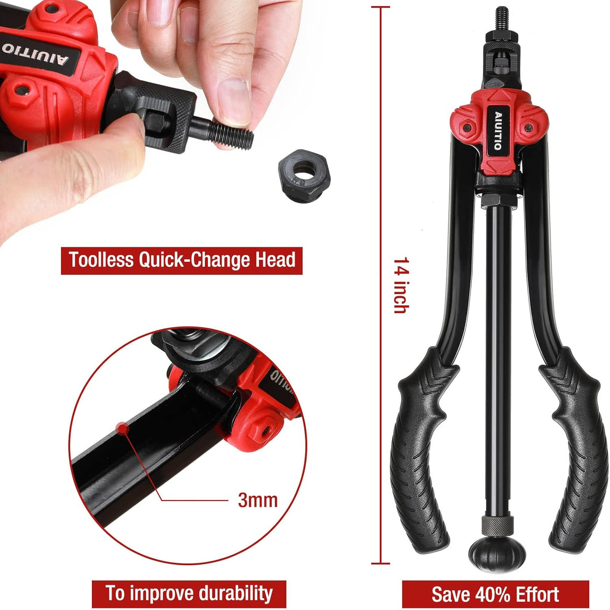 Rivet Nut Tool Set with 13PCS Metric & Inch Mandrels, 130PCS Rivet Nuts, Sturdy Plastic Case V205