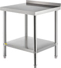 Stainless Steel Prep Table with Backsplash and Adjustable Undershelf T47522