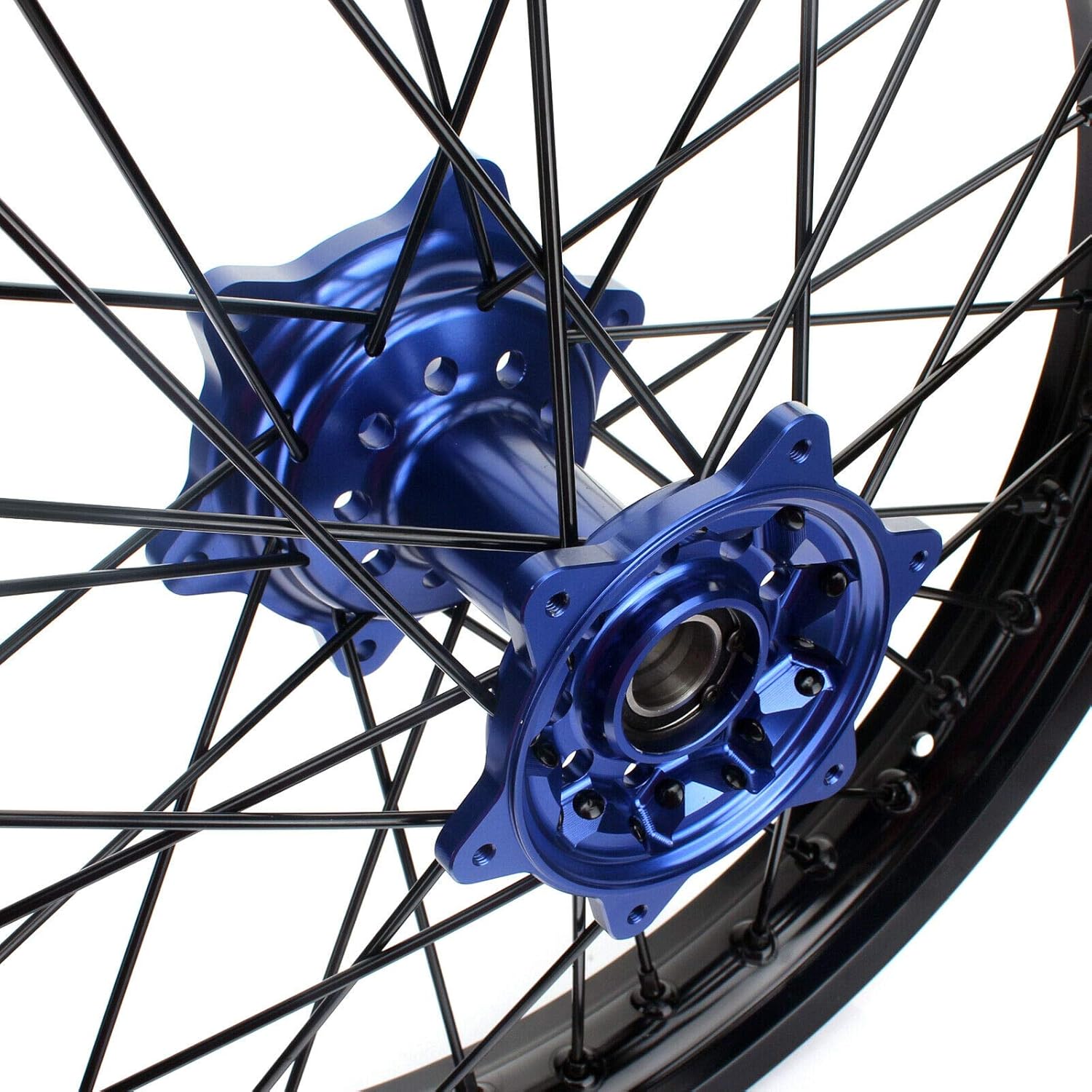 17" X 4.25" Supermoto Rear Complete Wheel Set Rim Spokes Blue Hub T47187