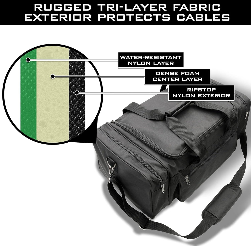 DJ Case Cable File Bag with Padded Walls and Cable Storage Dividers M2598