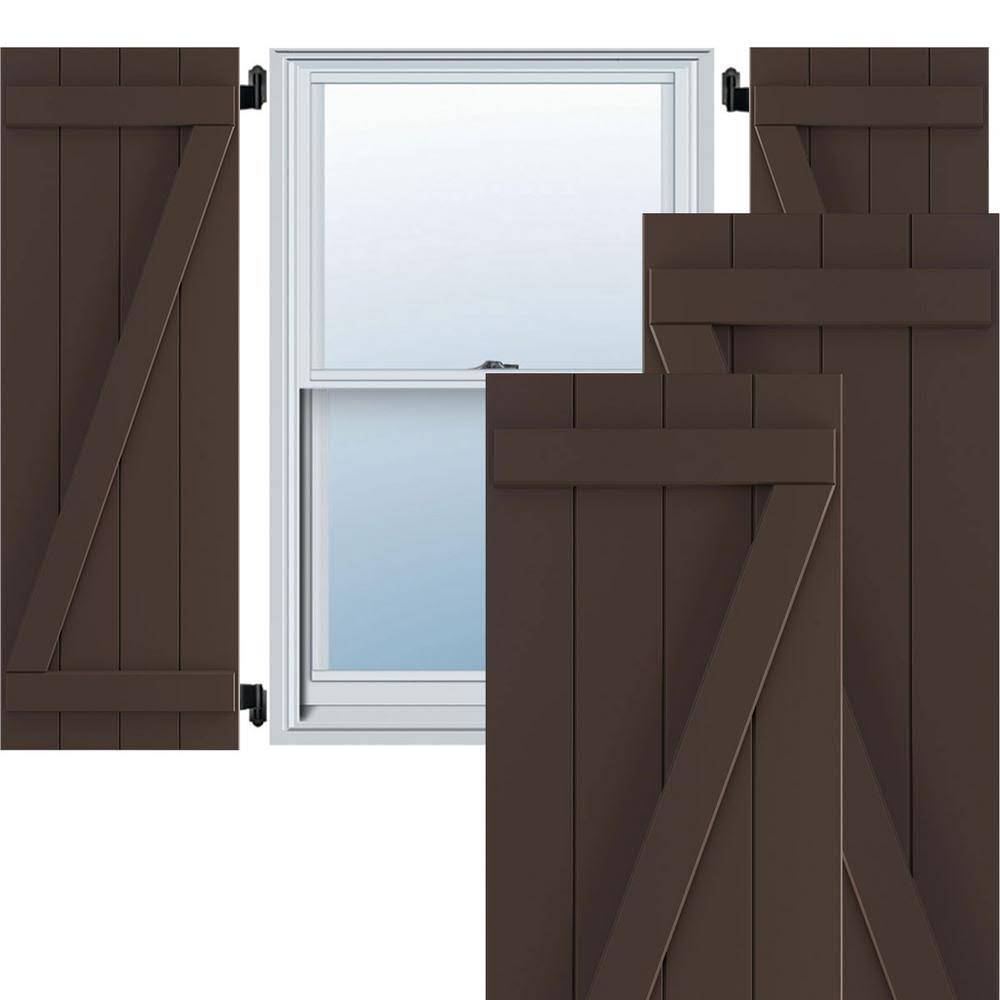 Raisin Brown PVC Board and Batten Shutters Per Pair D6941