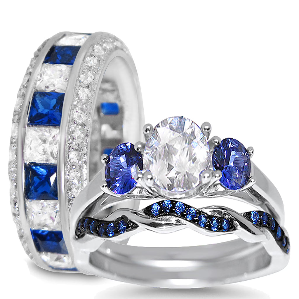 Silver Wedding Ring Set T750462
