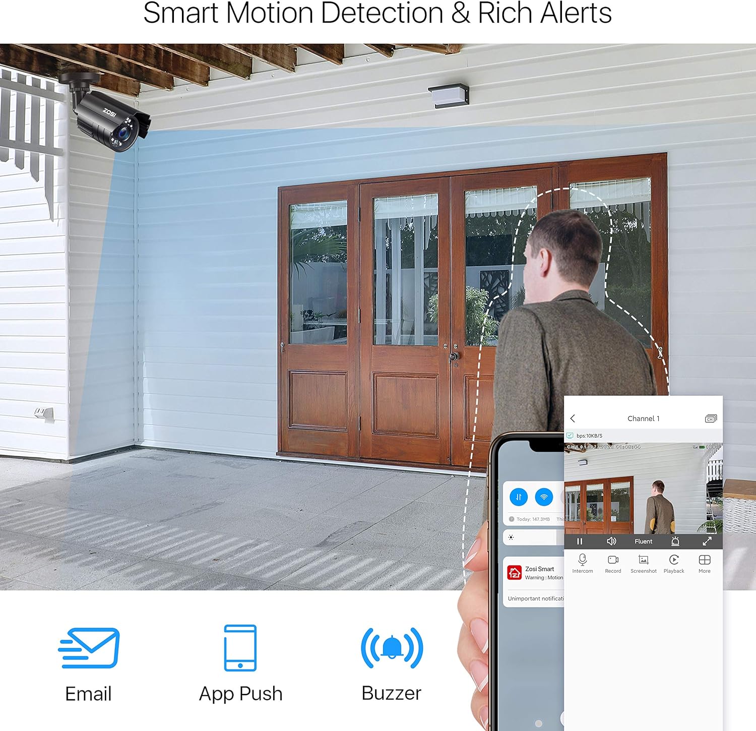 5MP Home Security Camera System with 1TB Hard Drive, 8CH CCTV DVR, 8pcs 1080P Weatherproof Cameras, 80ft Night Vision K628