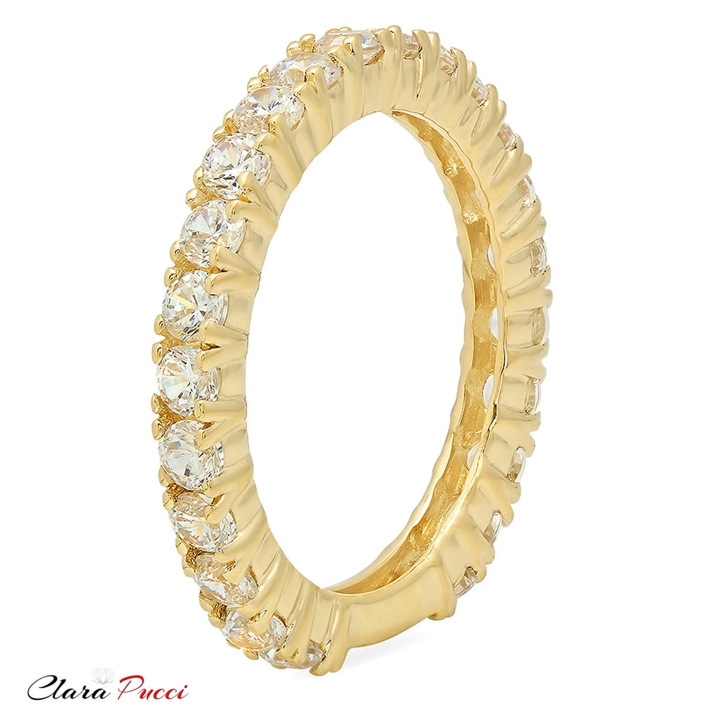 18K Yellow Gold Simulated Diamond Engagement Ring Band Size 3.5 S27776