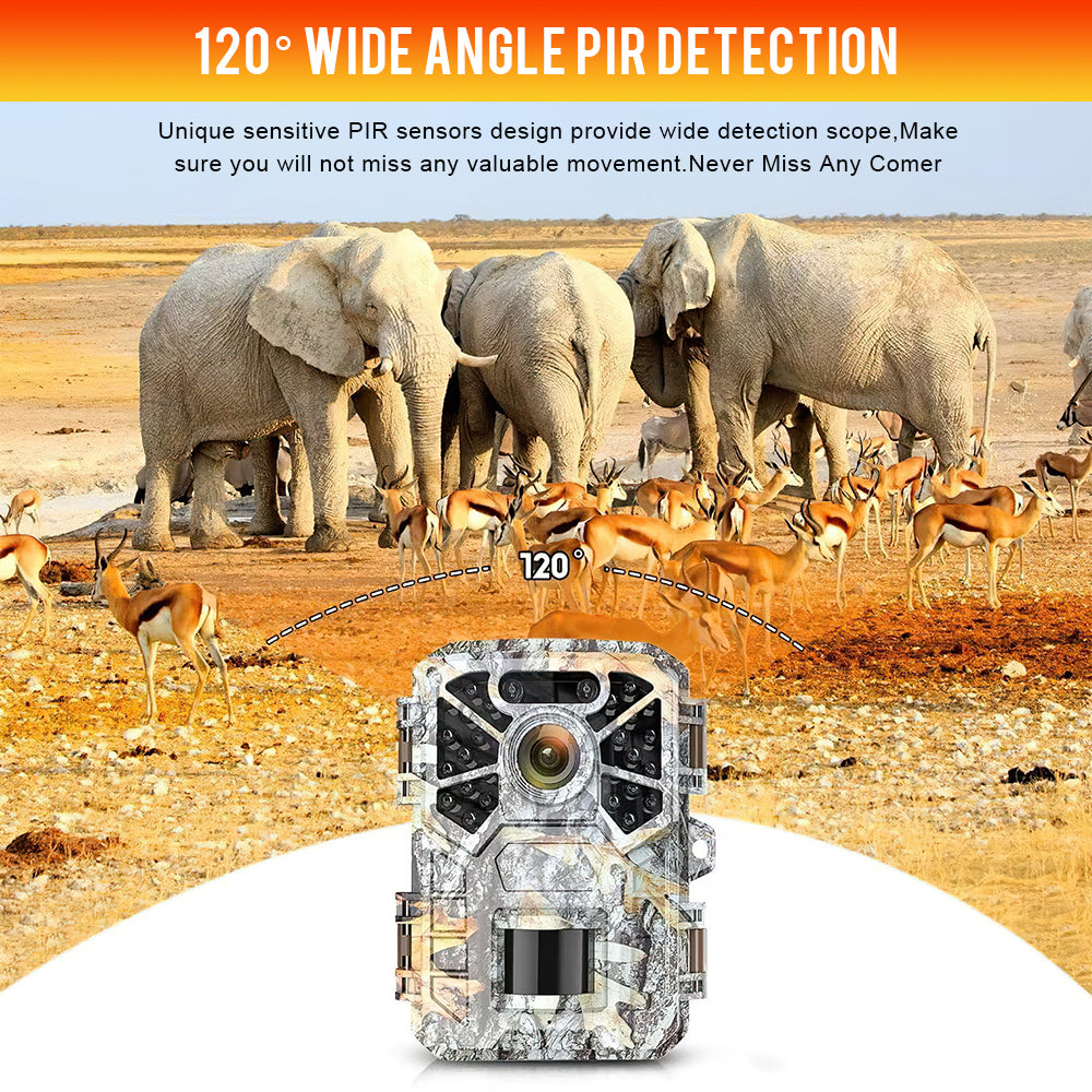 30MP 2K Infrared Night Vision Waterproof Trail Camera with 120° Wide Angle Lens H3039
