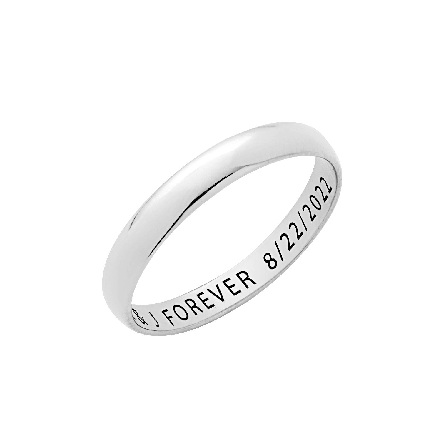 Platinum over Sterling Silver Slim Wedding Band D400