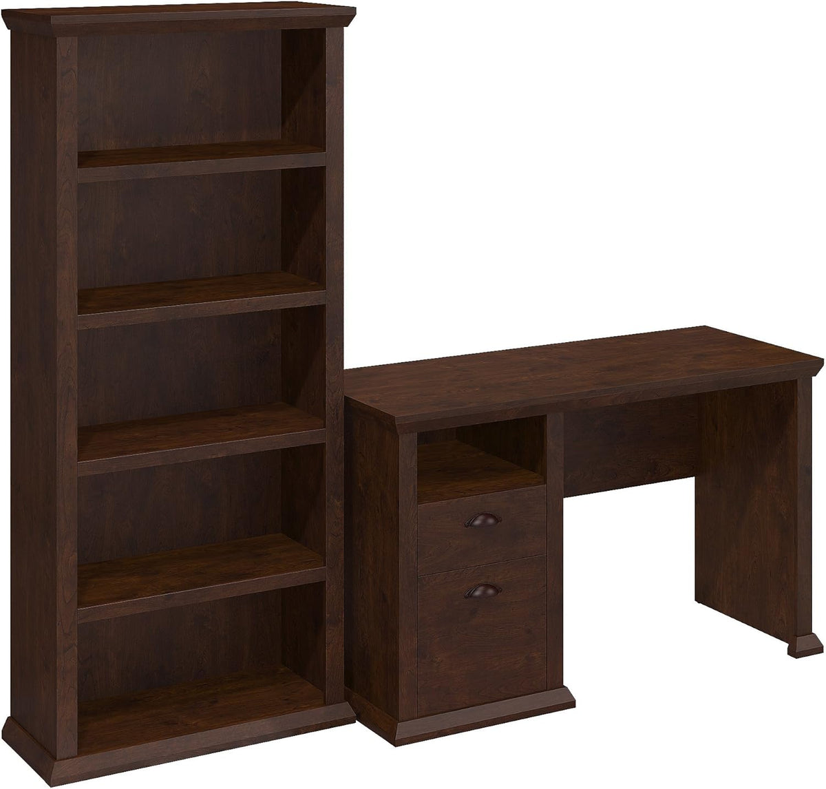 Antique Cherry 50W Desk with 5 Shelf Bookcase C30983