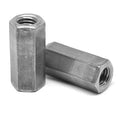 1/2 inch-20 x 5/8 inch x 1 1/4 inch Fine Thread A563 Grade A Hex Rod Coupling Nut Low Carbon Steel Plain Finish Pk 625 W5901