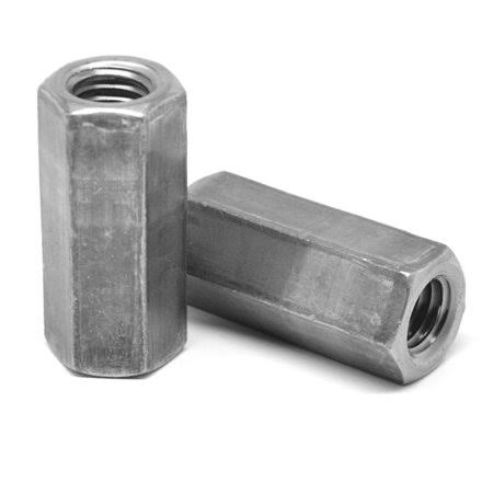 1/2 inch-20 x 5/8 inch x 1 1/4 inch Fine Thread A563 Grade A Hex Rod Coupling Nut Low Carbon Steel Plain Finish Pk 625 W5901