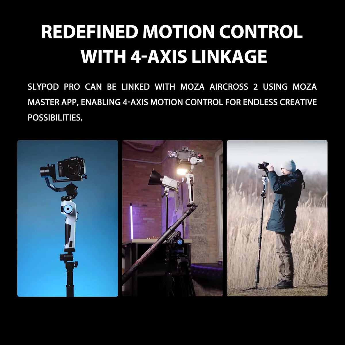 Motorized Monopod Camera Slider, Carbon Fiber, Vertical Payload 13Lb, Extendable to 54.3 in D8684