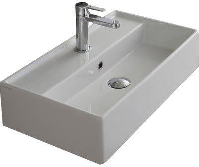 White Rectangular Ceramic Wall Mounted/Vessel Sink O2084