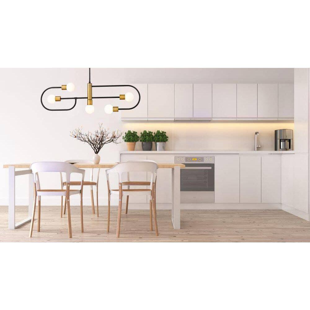Matte Black Foundry Brass 5 Light Island/Billiard U8195