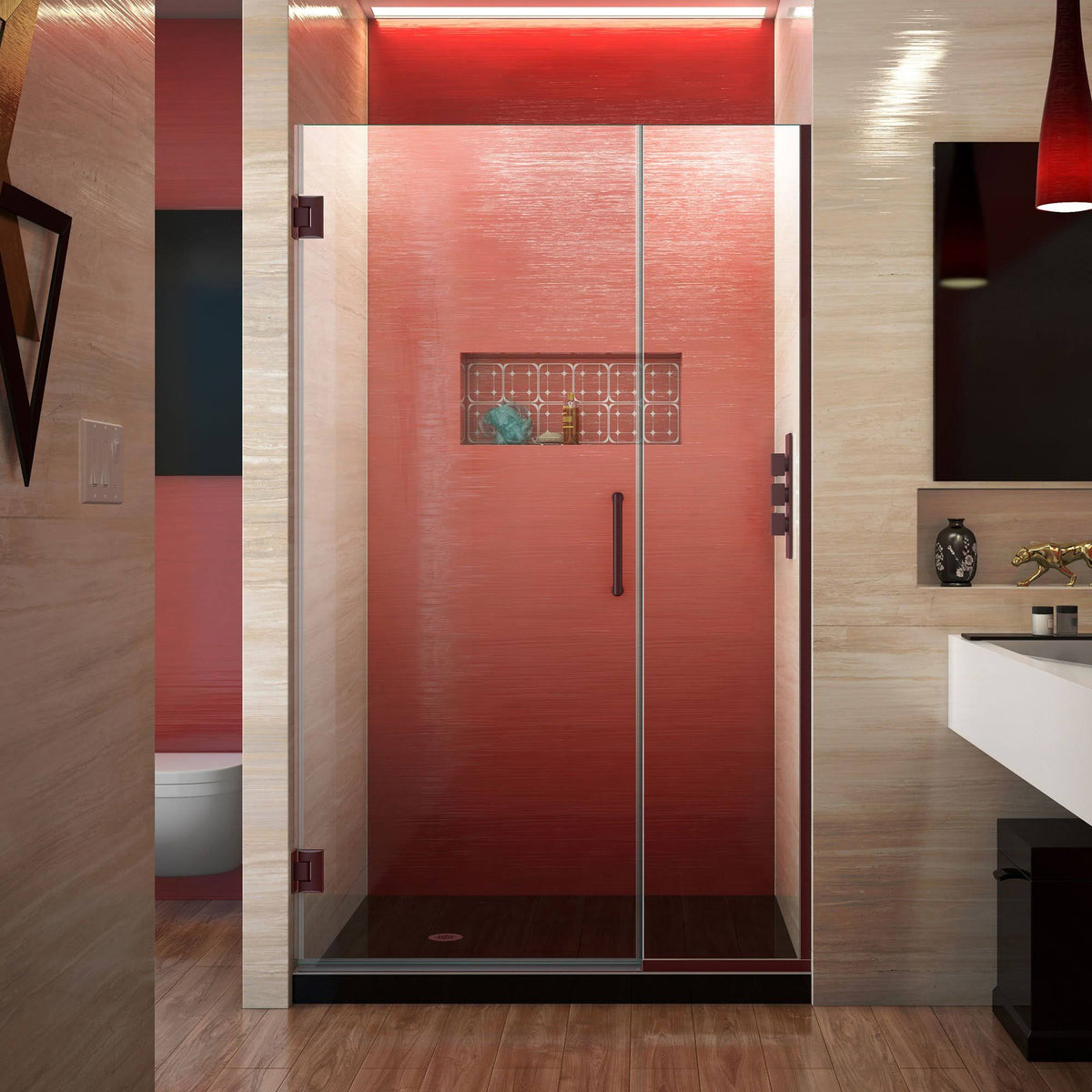 Hinged Shower Door, Oil Rubbed Bronze Finish Hardware H48848