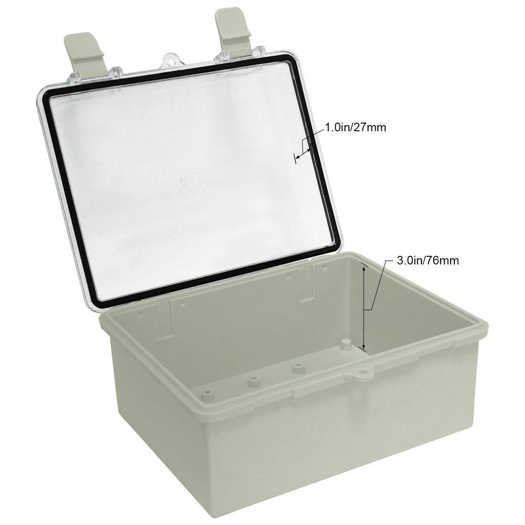 Gray ABS Plastic IP65 Junction Box with Clear Cover 8.7 x 6.7 x 4.3inch S17634