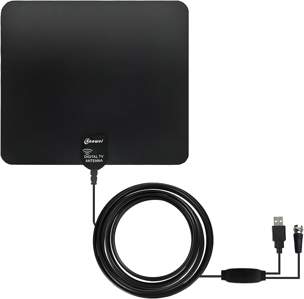 HD Digital TV Antenna with Built-in Signal Booster and 16.5 Feet Coaxial Cable, Pack of 2 V354858
