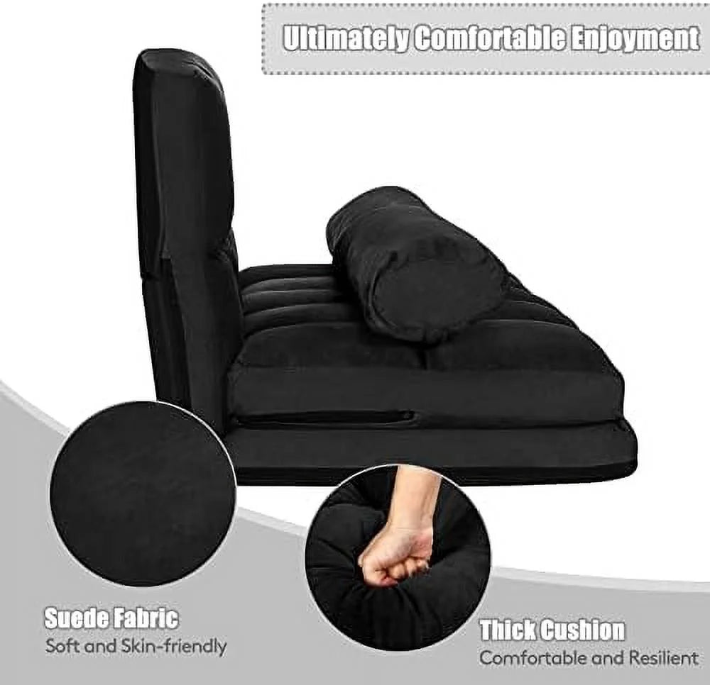 Adjustable Floor Sofa Sleeper Bed with 2 Pillows (Blue) P509080