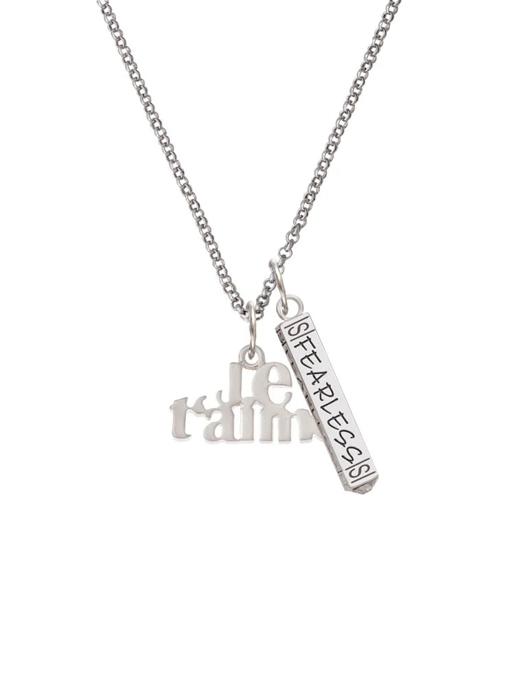 Silvertone Large Bar Charm Necklace, 23" W28257