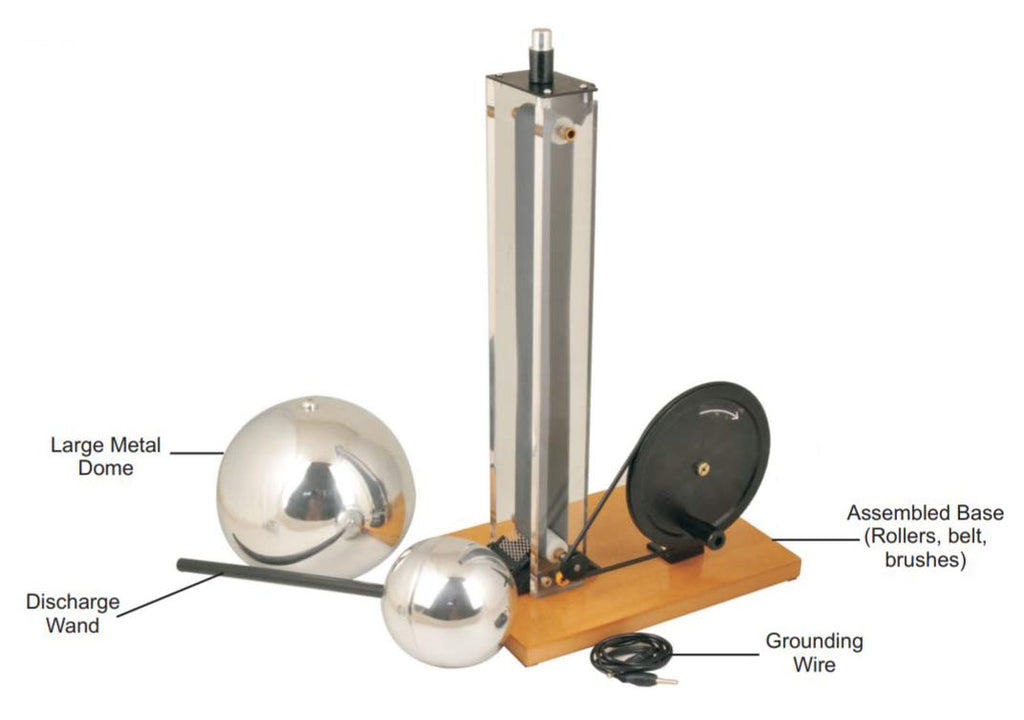 Hand Crank Van De Graaf Generator, 7.5" Dome, 22" Tall C105