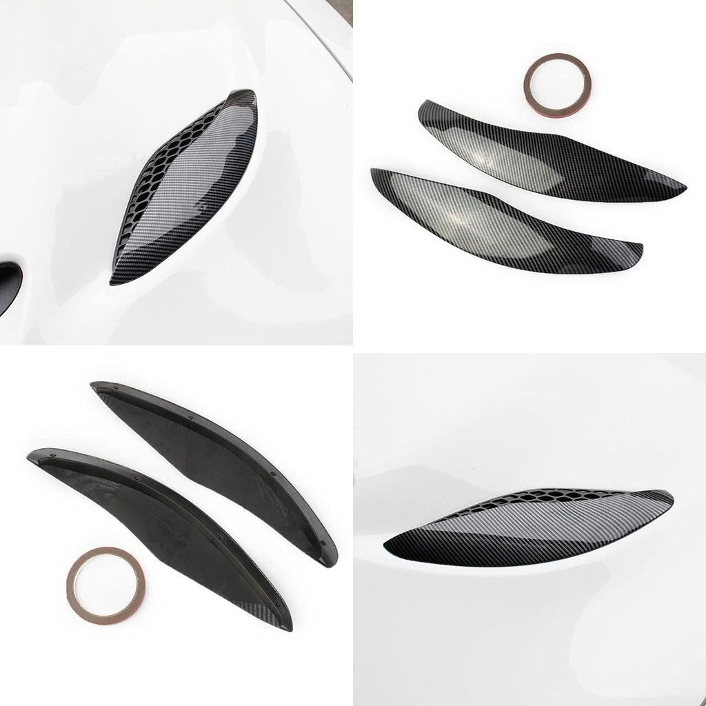 Carbon Fiber Engine Hood Vent Eyebrow Guard Cover Trim Pack of 2 T9490