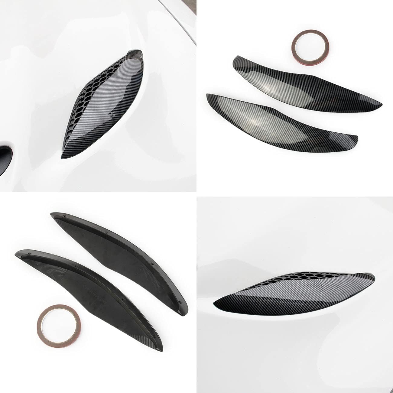 Carbon Fiber Engine Hood Vent Eyebrow Guard Cover Trim Pack of 2 T9490