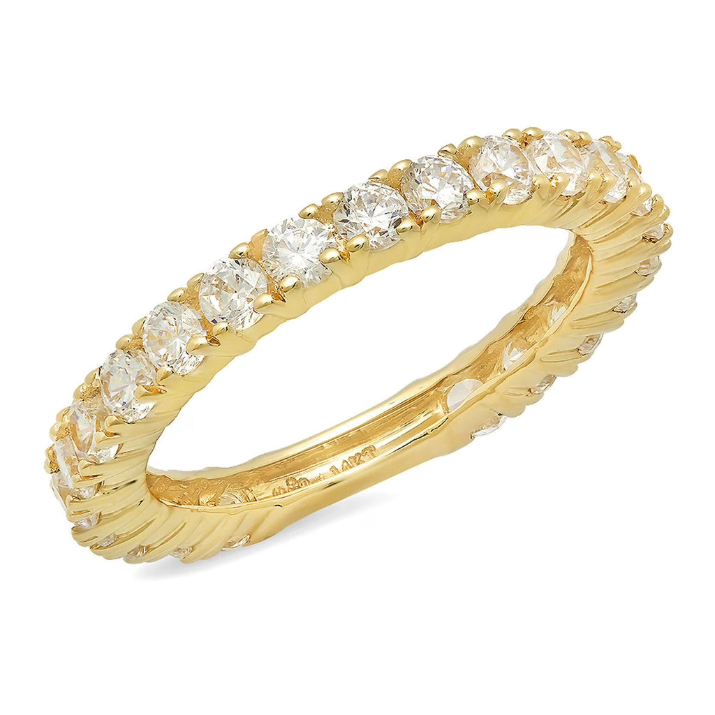 18K Yellow Gold Simulated Diamond Engagement Ring Band Size 3.5 S27776