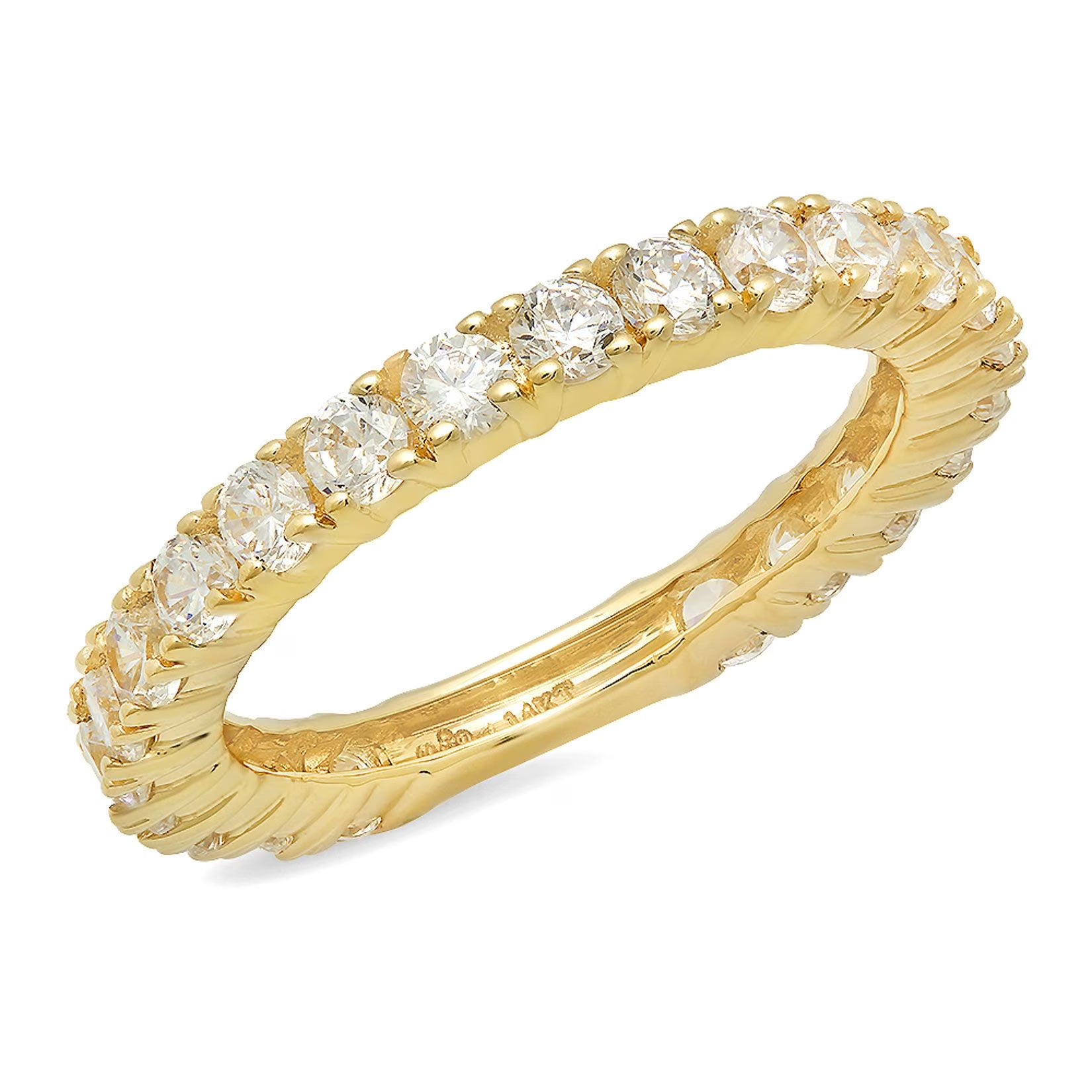 18K Yellow Gold Simulated Diamond Engagement Ring Band Size 3.5 S27776